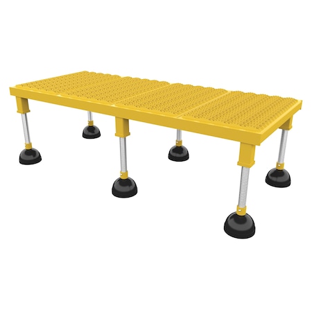 Vestil Portable Adj. Stand, 19x48, High Serrated, 11.5 Overall Height, Steel, Yellow PAHW-H-1948